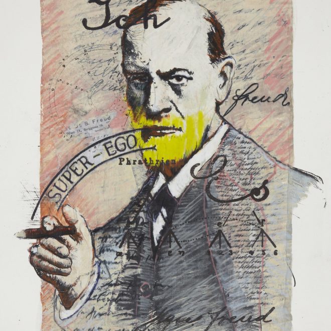 Sigmund Freud from the series 1913, monotype silkscreen on lithography, 22” x 15”