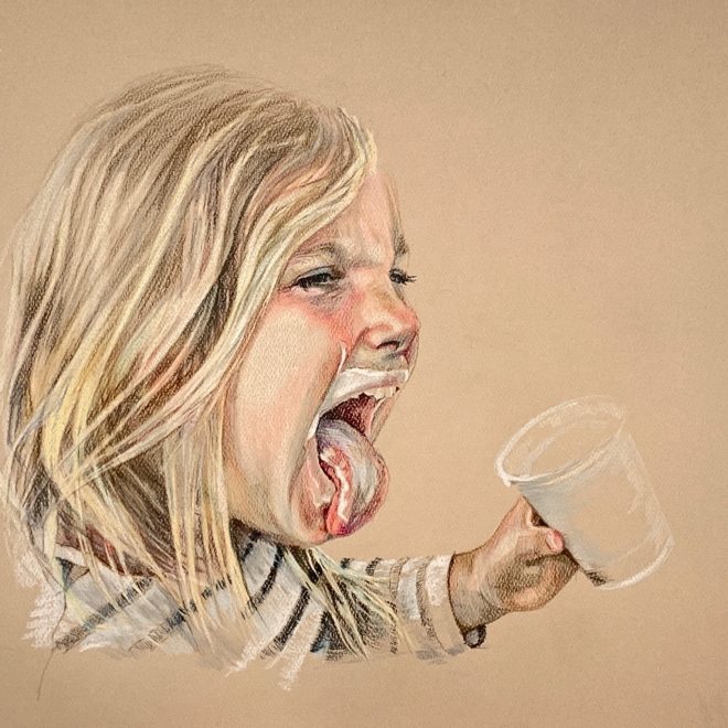 Greta, colored pencil on paper, 11" x 17"