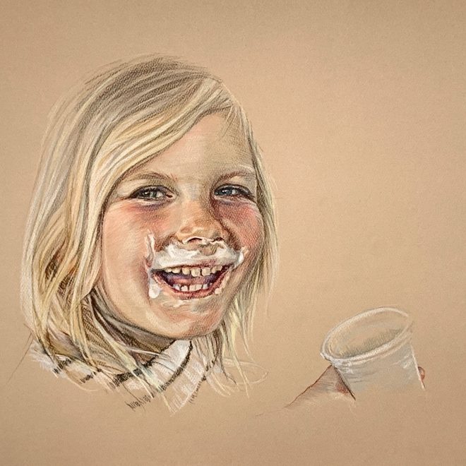 Greta, colored pencil on paper, 11" x 17"