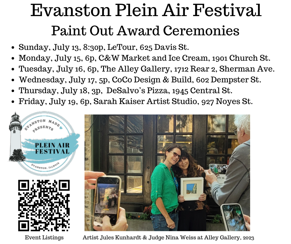 The 3rd Annual Evanston Plein Air Festival Paint Outs, July 13-19, 2024