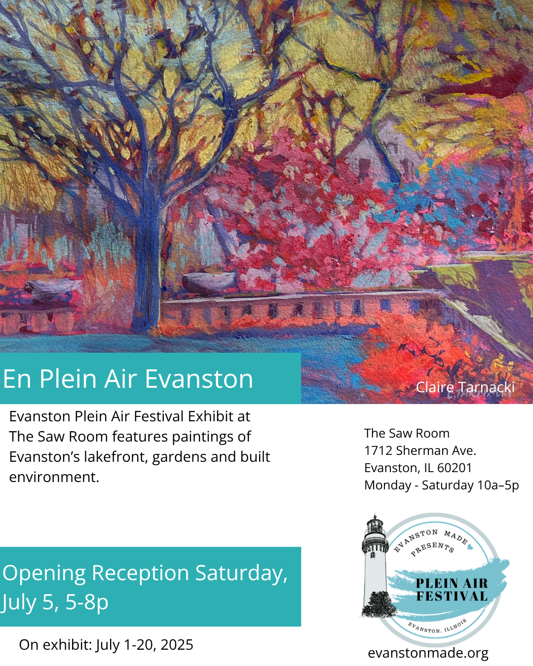 Evanston Plein Air Festival Exhibit at The Saw Room