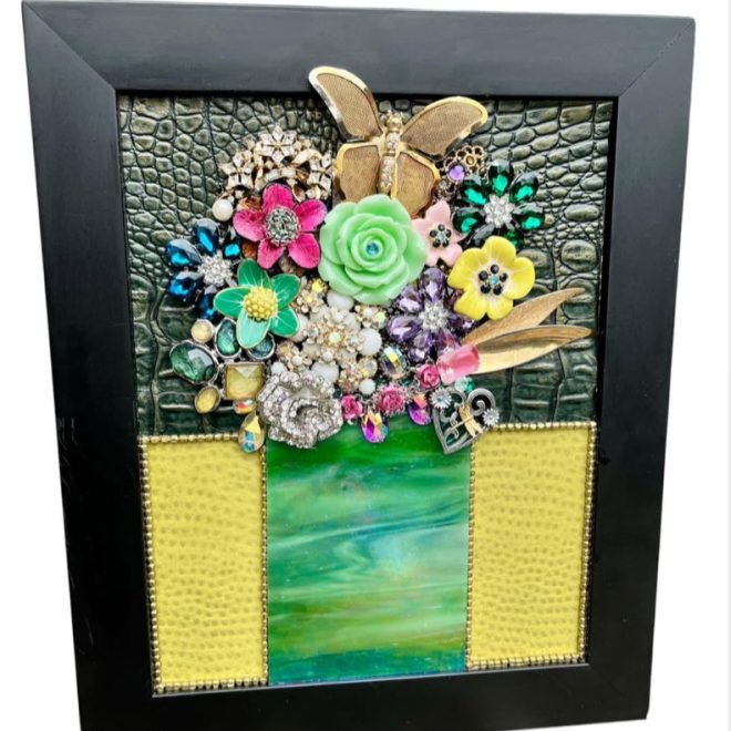 5-Toby Renee Designs Floral with Green Swirl Stained Glass